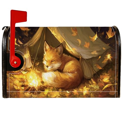 Fox Coperture magnetiche per cassette postali, tenda autunnale accogliente con foglie autunnali, copertura decorativa per cassetta postale per esterni, giardino, cortile, 53 x 64 cm