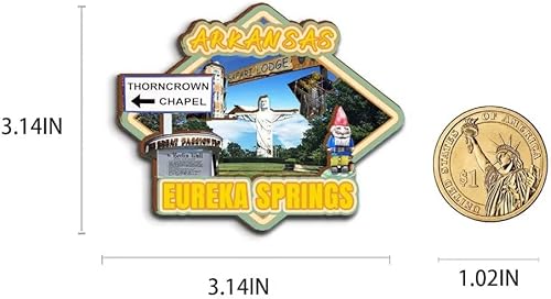 Miniatura 3 de Eureka Springs - Imán de madera para nevera, diseño de Arkansas USA en 3D, recuerdos coleccionables, decoración hecha a mano