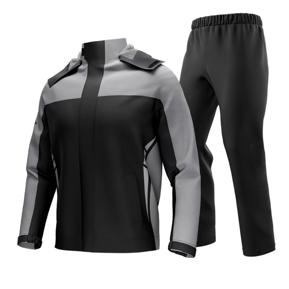 Ultradünner zweiteiliger Motorrad-Regenanzug für Erwachsene – 3-teiliges wasserdichtes Set mit reflektierender Regenjacke, bestehend aus Jacke Hose und praktischer Aufbewahrungsta(Size:3XL,Color:Grau)