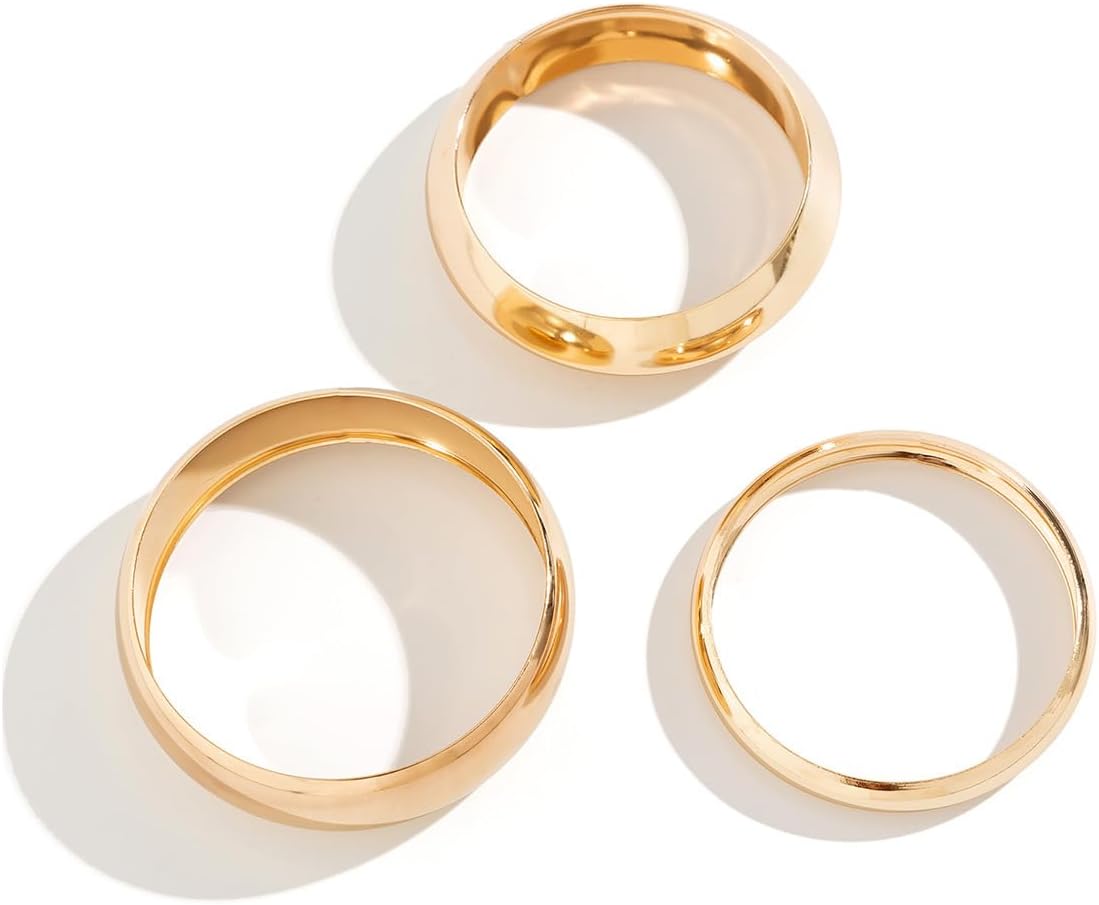 GIGB PBDK 3Pcs Chunky Gold Bangle Bracelets for Women Stackable Silver Open Wide Bangles Set Exaggerated Large Wrist Cuff Bangles Stack Trendy Jewelry Gifts - Image 8