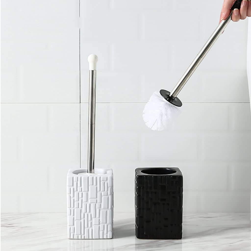 Pennello per il bagno Portabicchieri per la spazzola WC Set di ceramica per uso cucina Spazzola per la pulizia della toilette in acciaio inox Manico lungo Lavori igienica Pennello a 360 ° Nessuna penn