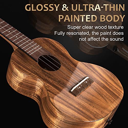 AKLOT All Solid Acacia Ukulele, 26 Inch Tenor Ukelele Super Warm tone for Professional Beginners Adults Kit with Free Online Courses,Gig Bag,Strap,Tuner,Picks,Book Instruction,Humidifier,Clean Cloth - Image 5