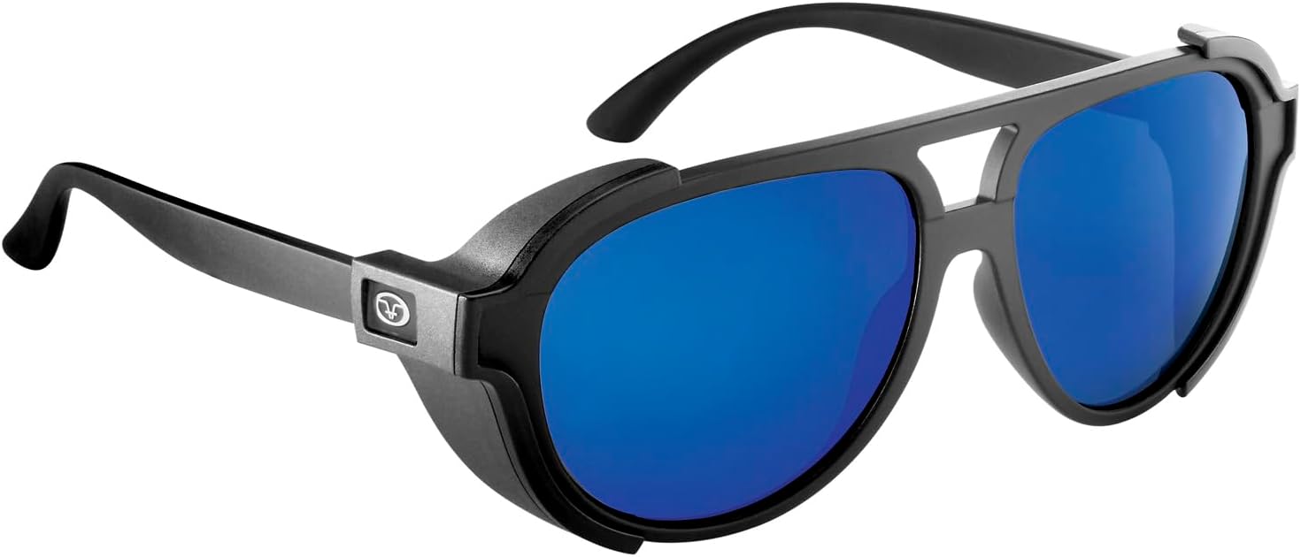 Flying Fisherman Legasea Polarized Sunglasses, Matte Black/Smoke-Blue Mirror - For Fishing, Outdoor Sports, UV Protection