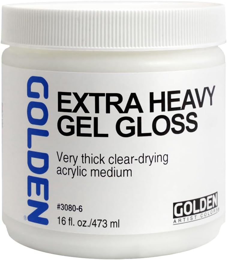 GOLDEN Extra Heavy Gel Gloss, 16 fl. oz. Jar, Professional Acrylic Gel Medium, Transparent