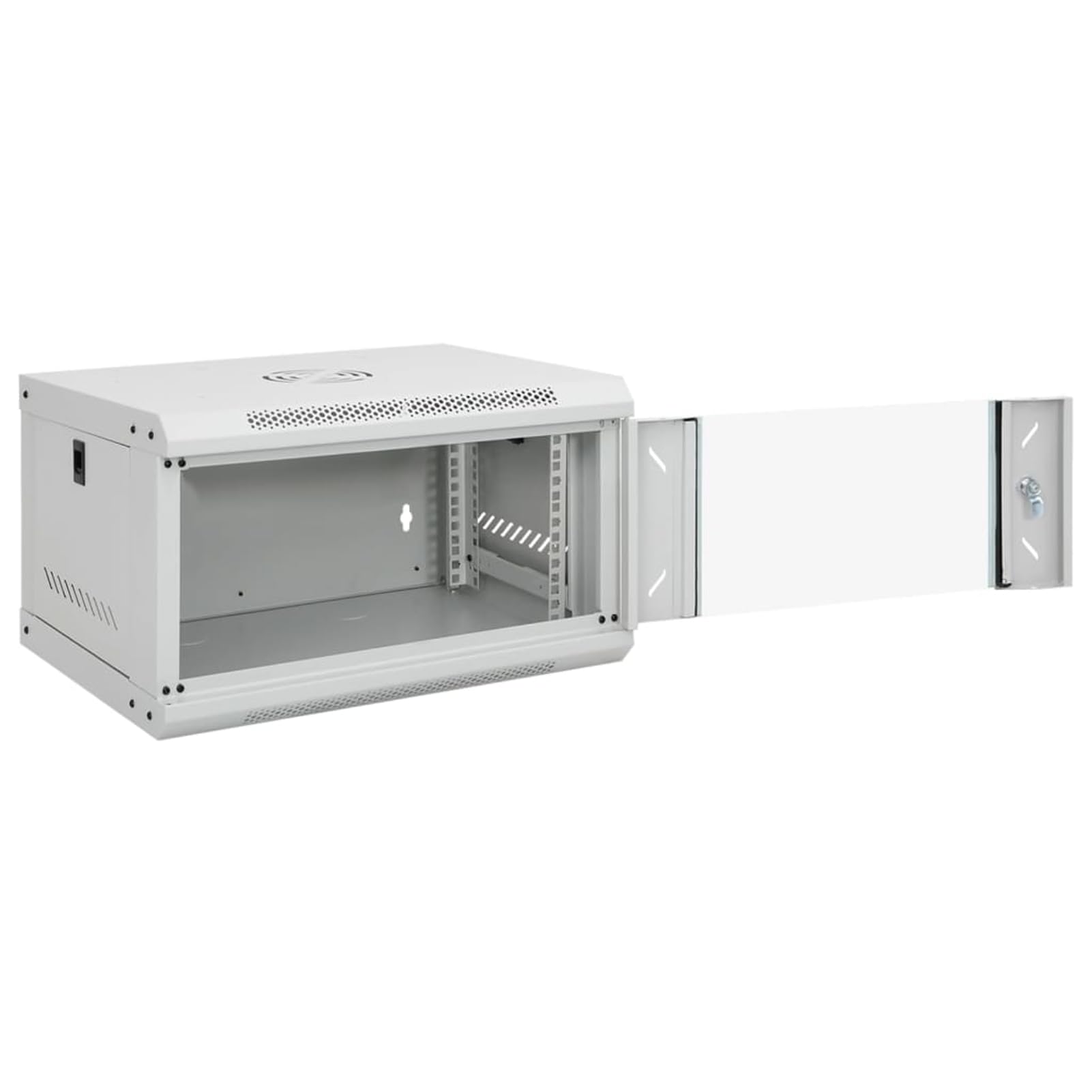 Tidyard Armadio di Rete a Parete 6U 19" Grigio, Rack in Acciaio Laminato a Freddo con Porta in Vetro Temperato, IP20, 53x40x30 cm, per Montaggio a Parete o su Tavolo 30259
