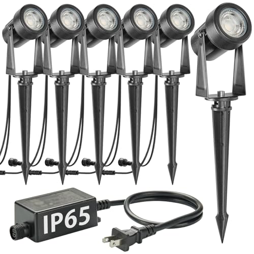 SUNTHIN Outdoor Landscape Lighting, 6 Pack Outdoor Spot Lights with