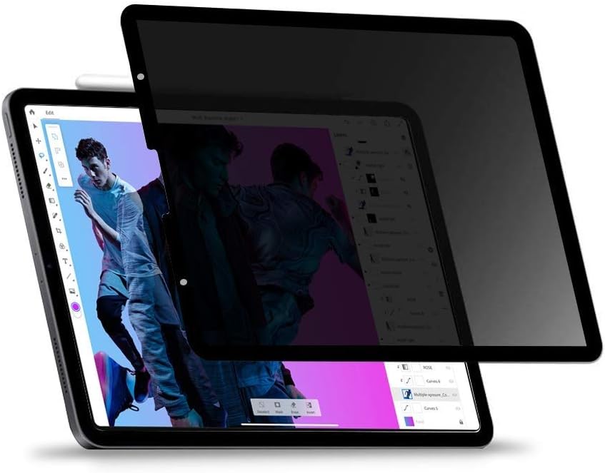 iPad Pro 12.9 Fully Removable Privacy Screen Protector Filter,Habyby Anti-Spy Anti-Glare Filter [Compatible with Apple Pencil][Landscape Privacy] Privacy Filter for ipad pro 12.9 2020/2018
