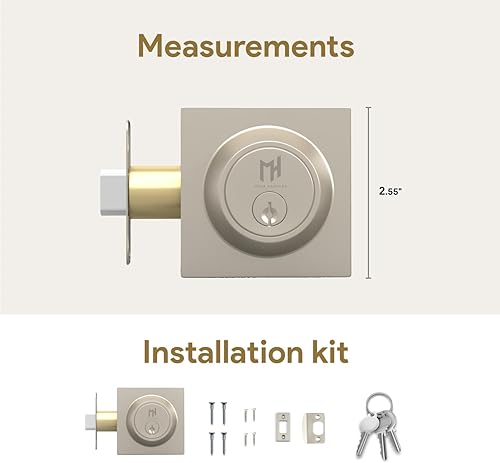 Miniatura 6 de MEGA HANDLES Deadbolt I - Cerradura de cerrojo de entrada  Cerrojo de bloqueo cuadrado resistente para puertas zurdas o diestras  InteriorExterior