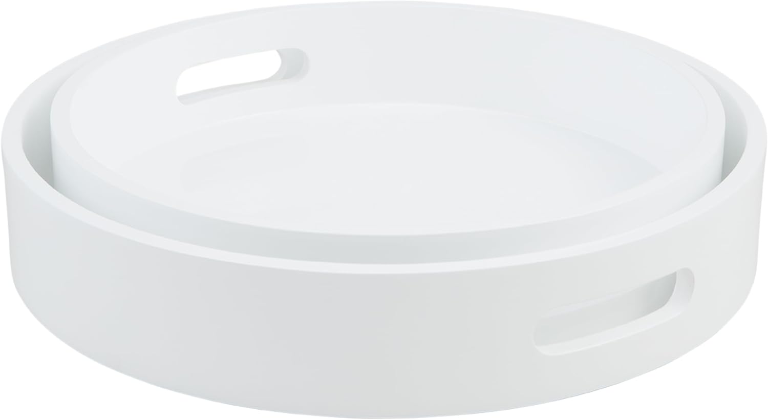 Mud Pie Round Wood Lacquer Trays; Small 3" x 15" Dia | Large 3" x 17" Dia