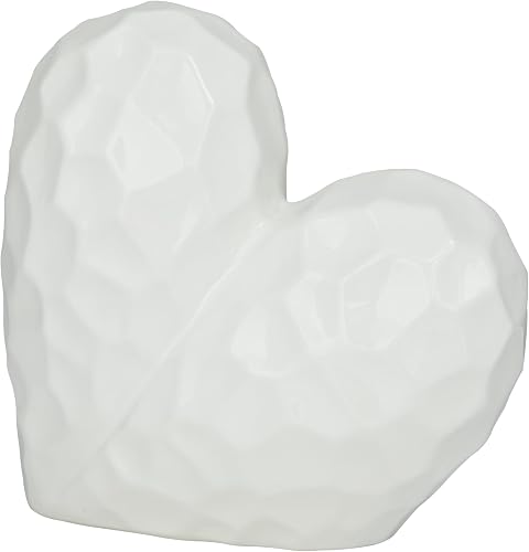 Deco 79 Porcelain Ceramic Heart Sculpture, Sculpture 12" x 6" x 11", White | Decorative Heart Dimensional Angled Origami Inspired Home Decor Statue With Faceted Exterior Statue Figurine