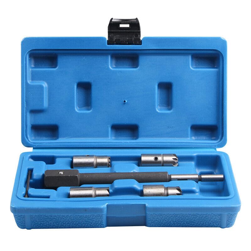 Alltooetools 5pc Diesel Injector Seat Cutter Tool Injectors Seat Cleaning Kit Compatible with Delphi Bosch