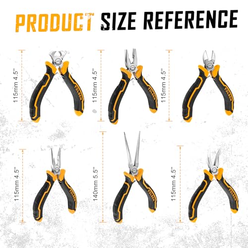 TOLSEN 6-Piece Mini Pliers Set, Needle Nose, Diagonal, Long Nose, Bent Nose, End Cutting and Combination Pliers for Making Crafts, Repair Electronic and Jewelry, with Pouch - image 4