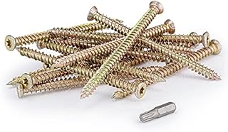 SEQUAL® 40mm (Pack of 20) Easy Drive Countersunk Direct Concrete Screws. No Plugs Needed Concrete Screw Pack Countersunk Screw with Torx Head, T30 Torx Driver Bit Included in Every Screw Pack.