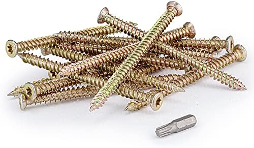 SEQUAL 50mm Concrete Screws 20 Pack, Countersunk Torx Masonry Screws for Concrete, Brick & Stone, Direct Concrete Fixing Screws, T30 Torx Driver Bit Included
