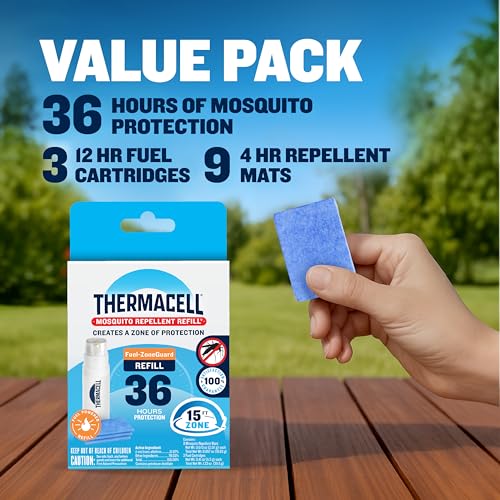 Image of Thermacell Fuel-ZoneGuard Mosquito Repellent Refill; 15-Foot Zone of Scientifically Proven Outdoor Protection; Fuel-Powered; Patio Shield; 36-Hr Refill; Bug Spray Alternative; Scent Free; DEET-Free