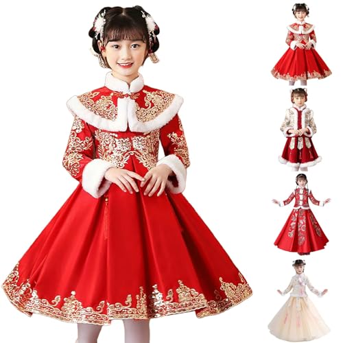 Embroidery Tang Suit Kids Fairy 𝐇𝐚𝐧𝐟𝐮 Dresses for 2025 Chinese 𝗟unar New Year Girl Quilted Giraffe Items for Girls4