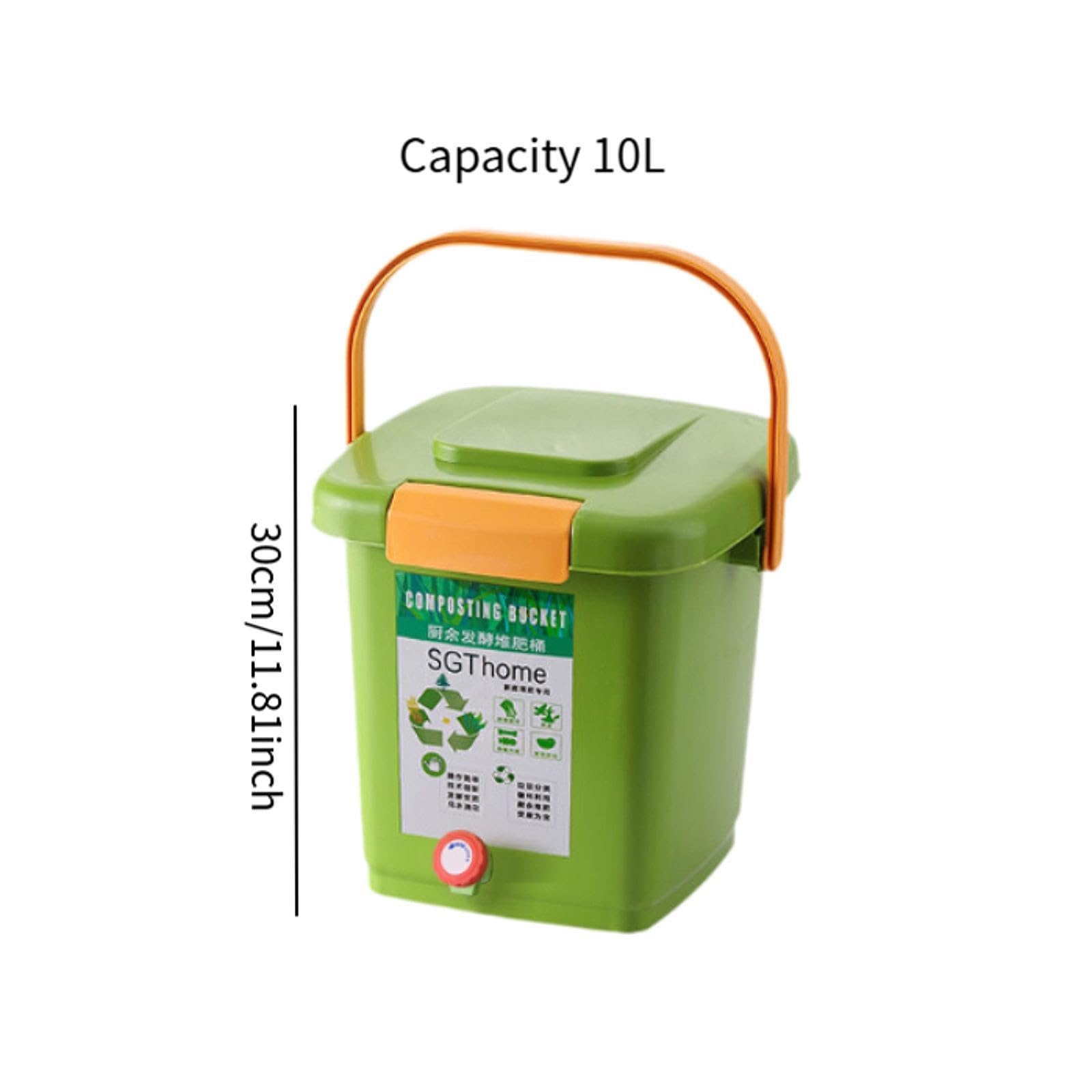 Composteur, Poubelle Hermétique avec Poignée, Cuve de Fermentation Pratique pour Déchets Alimentaires, Seau à Compost pour Jardin, Ferme Ou Intérieur, 15l