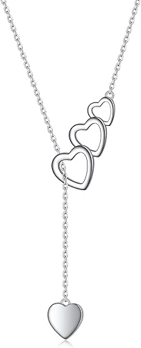 Collar largo de plata de ley Larait Bar Y Lariat de cadena larga ajustable collar de regalo para ella, 30 pulgadas