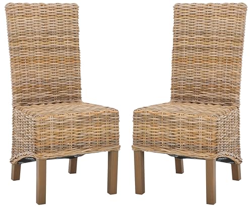 Safavieh Home Collection Pembrooke Wicker Side Chairs, Antique Grey, Set of 2