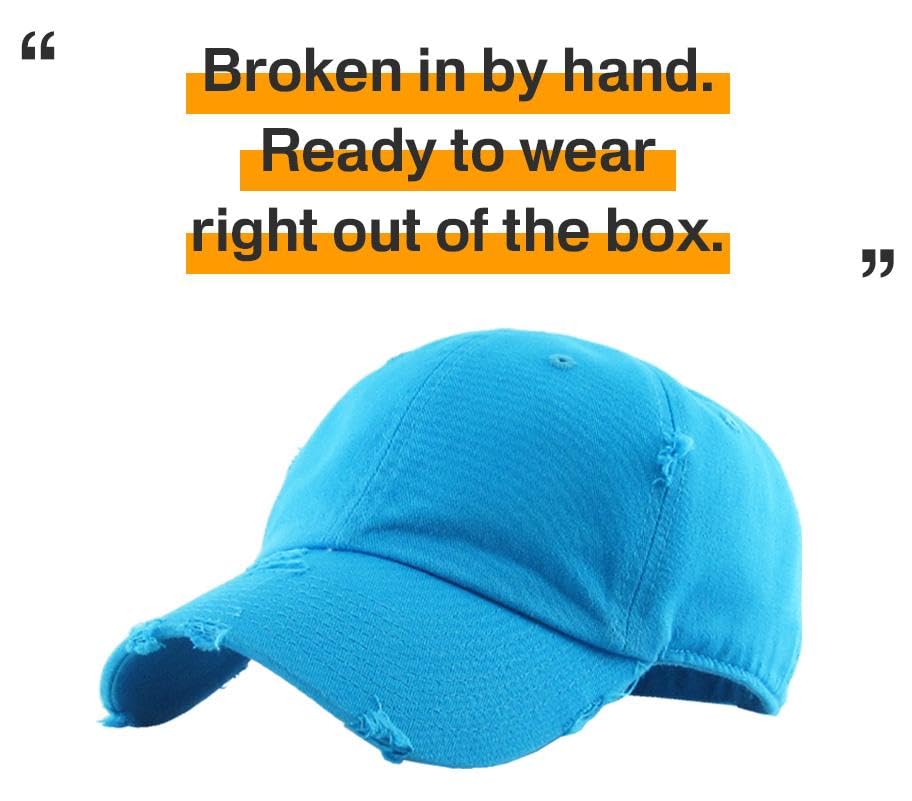 Image of KBETHOS Vintage Washed Distressed Cotton Dad Hat Baseball Cap Adjustable Polo Trucker Unisex Style Headwear