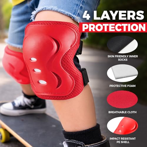 Image of Jaspo SX 4 Protective Set Suitable for Age Group Upto 12 Years Old (Red, Large)