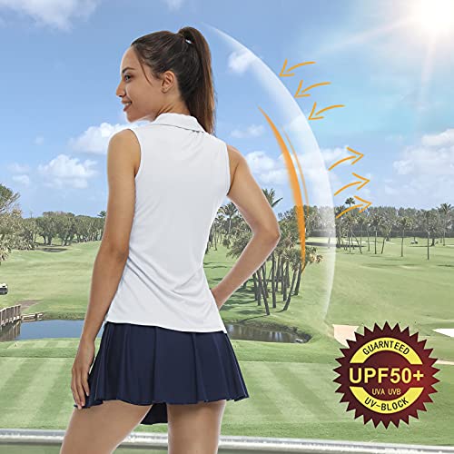 LastFor1 Women's Sleeveless Polo Golf Shirts Quick Dry 50+ UV Protection V-Neck with Collar Lightweight Tennis Tank Tops3