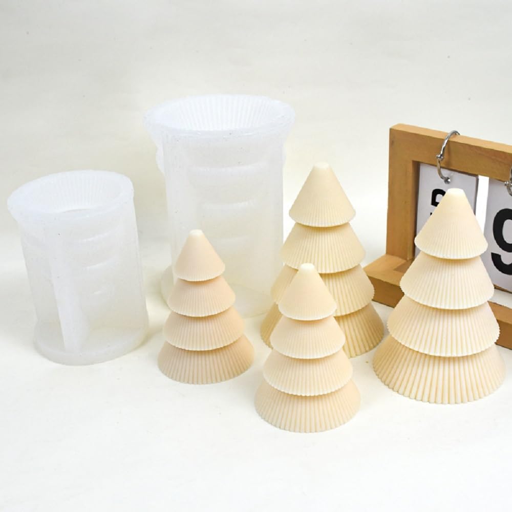 Lot de 2 moules à savon en résine de silicone motif sapin de Noël rayé