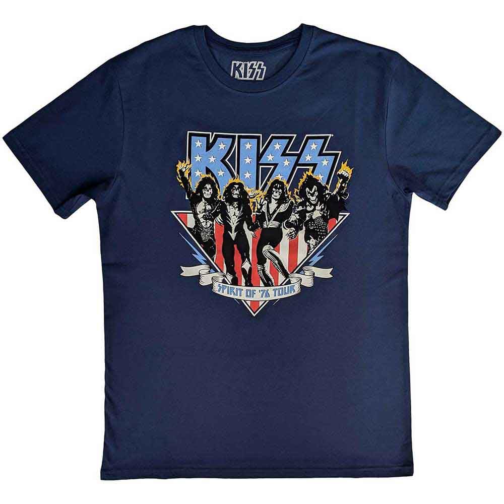 KISS T Shirt Americana Spirit of 76 Tour Official Mens Denim Blue XXL