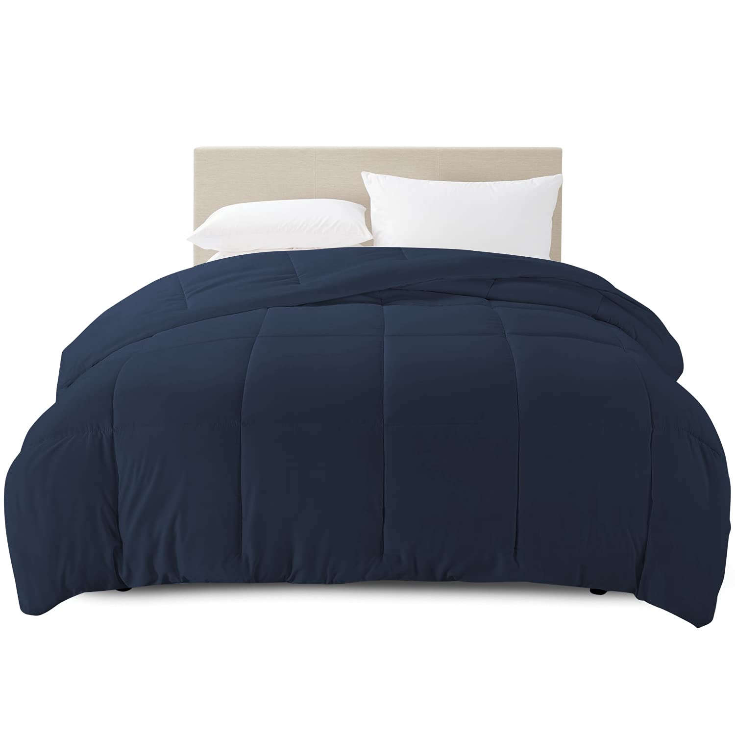 Clara Clark Comforter - All Season Down Alternative Bedding Comforter/Duvet Insert, Ultra Soft, Box Stitched. Queen Size, Navy