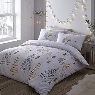 Portfolio New Christmas Trees Duvet Cover Reversible Bed Set, Multi, Single