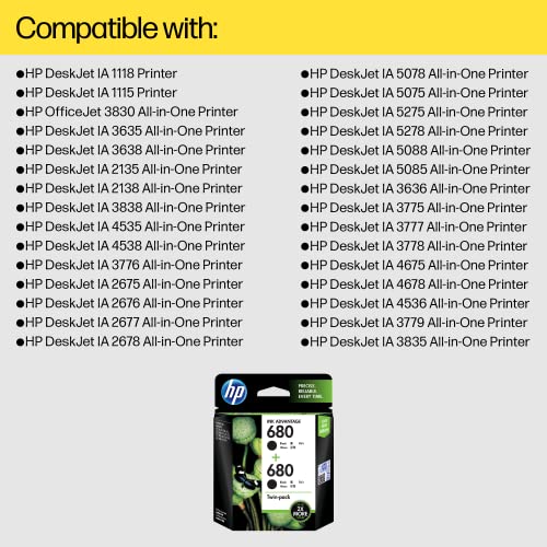 Image of HP 680 2-Pack Black /Tri-Color Original Ink Advantage Cartridges