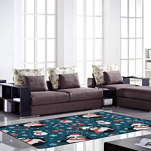 Tapis de Noël panda bleu antidérapant et isolant pour salon Ruchen - 4