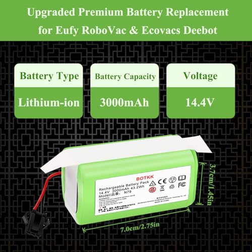 Image of Upgraded Replacement Battery for Eufy RoboVac & Ecovacs Deebot | 14.4V Li-ion Compatible with Eufy RoboVac 11 11S 30 15C 25C 35C & Ecovacs Deebot N79 N79S 500 600 DN622 Robot Vacuum Cleaner