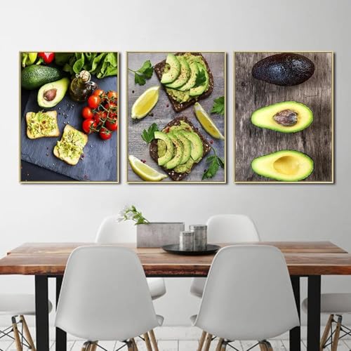 Affiches pour salle à manger XINBAO, triptyque 50x70cm toile de cuisine fruits steak pain