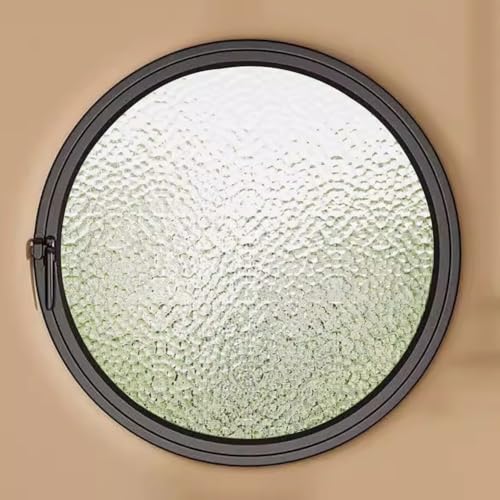 HEFJIAYCIQ Flush Mount Round Rotating Casement Window, Aluminium Alloy Tempered Glass Shed Window, for Bathroom, Bedroom, Kitchen, Home,Black 2,35cm/13.7in