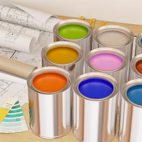 12PCS Empty Paint Cans with Lids, 1 Quart Metal Unlined Paint Bucket, Small Round Paint Storage Containers for Leftover Paint, Arts Crafts, DIY Projects, Painting (Silver, 2 Pint)