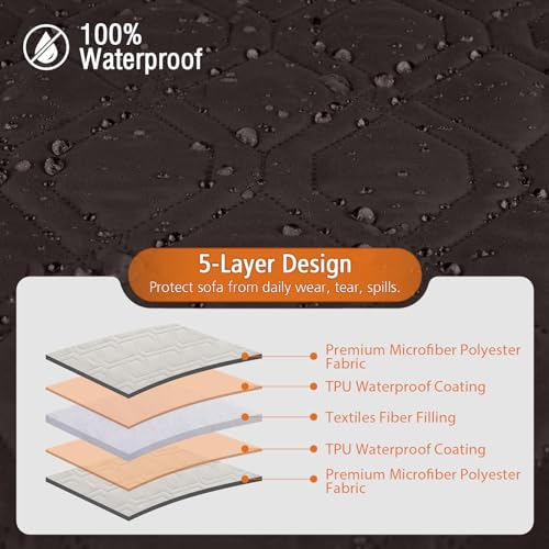 Image of VANSOFY Sectional Couch Covers 100% Waterproof L Shaped Sofa Slipcover 3pcs Reversible Chaise Lounge Cover for Sectional Sofa Furniture Protector Cover for Pets Dog Cat