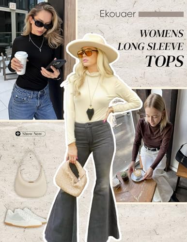 Ekouaer Womens 3 Piece Turtleneck Long Sleeve Shirts Lightweight Basic Slim Fit Soft Thermal Underwear Tops (S-XXL)2