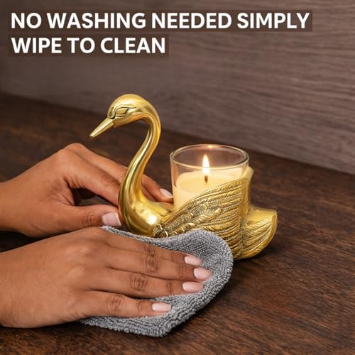 Image of Kalakriti Golden Swan Pair Candle Holder Showpiece for Home Decoration and Good Luck | Aluminium Swans Couple Idol for Anniversary Valentine Wedding Gift & Living Room Decor (Candles not Included)