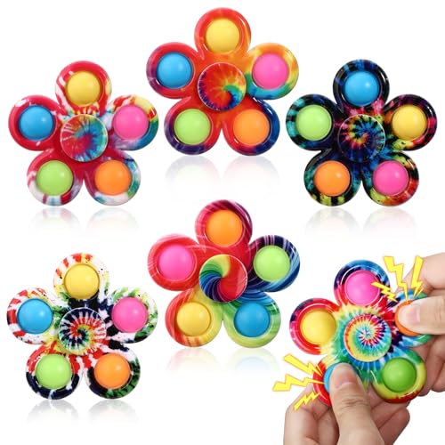 SCIONE 6 Pack Pop Fidget Spinners, Easter Basket Stuffers Sensory Fidget Toys for Kids 8-12, ADHD Autism Products for Toddler, Stress Anxiety Relief Birthday Gifts Classroom Prize