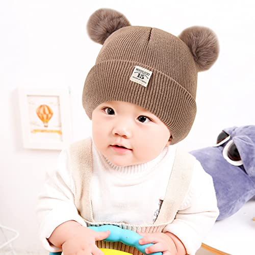 Unisex Baby Fleece Hat Winter Baby Hat for Boys and Girls Cold-Weather Infant Knit Cap with Pompom2
