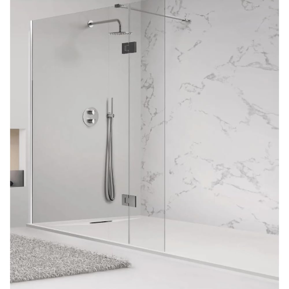 Brodzik prysznicowy 175 x 90 cm BEIGE Line PLUS marmurowa żywica i proszek z boczną kratką marmurową