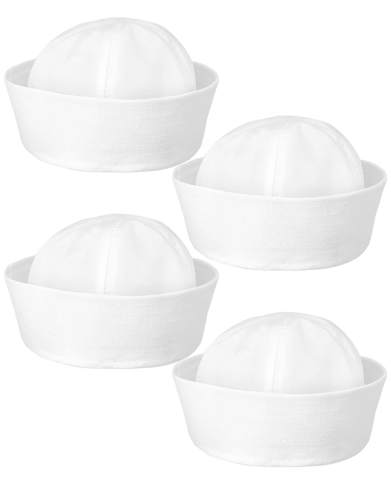 Thhiit 4 Pcs Sailor Hat, Classic White Sailors Hats with 56 Cm Head Circumference for Nautical Themed Parties Stage and Cosplay