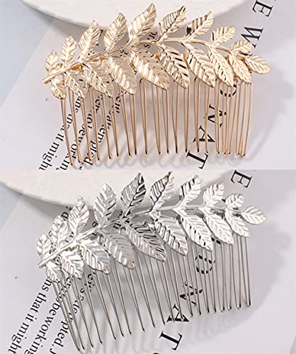 Samlbale 4 Pcs Gold Hair Comb For Women Decoratives, Leaf Hair Combs Hair Accessories For Women Bridesmaid Wedding Hair Accessories Gold #TOP3