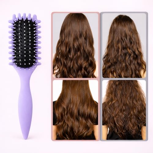 Image of Curly Hair Brush - Curl Defining & Detangling Brush for Women & Men - Boar Bristle Styling Brush for Shaping, Combing & Enhancing Natural Curls - Suitable for All Hair Types