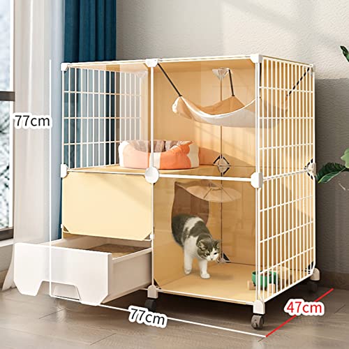 Egrex Cat Cages Indoor Large With Litter Box - Large Cat Cage Indoor Diy Cat Playpen, With Casters To Increase The Height By 4Cm For Pet Puppies Ferret Rabbit Hedgehog (Size : 77 * 47 * 77Cm) #TOP6