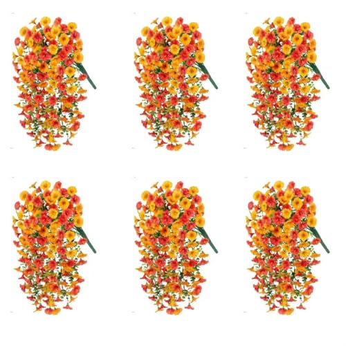 Qfgliy6-Pack Artificial Morning Glory Flowers Hanging Basket, 78cmFake Fuchsia Flowers