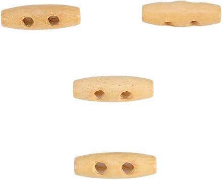 Wooden Buttons, Horn Style Toggle 2 Holes Tooth Shape Knitting Accessory for Coat Jacket Sewing Craft