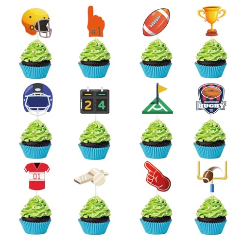 Super Bowl Fußball-Party-Kuchen und Flagge, Super-Schüssel, Sonntags-Party-Dekoration, 12 Packungen