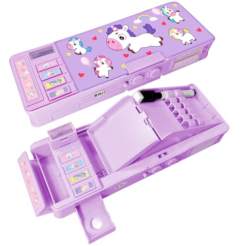 LilyBeauty Trousse multifonction Pop Up mignon organisateur de papeterie taille-crayon calendrier tableau blanc fournitures scolaires pour enfants